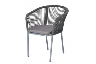 MR1000903 барный стул из роупа, каркас стальной серый, роуп серый, подушка темно-серая